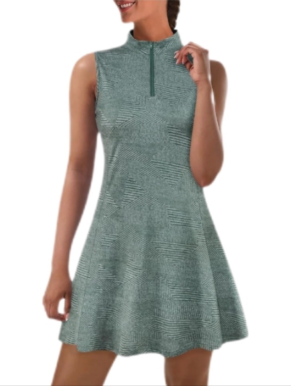 Koralhy Sleeveless Mock Sage Green Tennis Dress XL